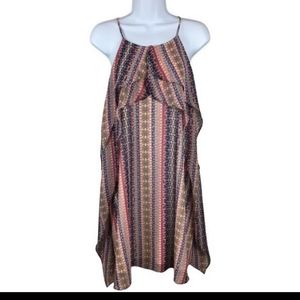 NWT BCBG MaxAzria Dress Multi-Color Printed Ruffle Sleeveless Mini